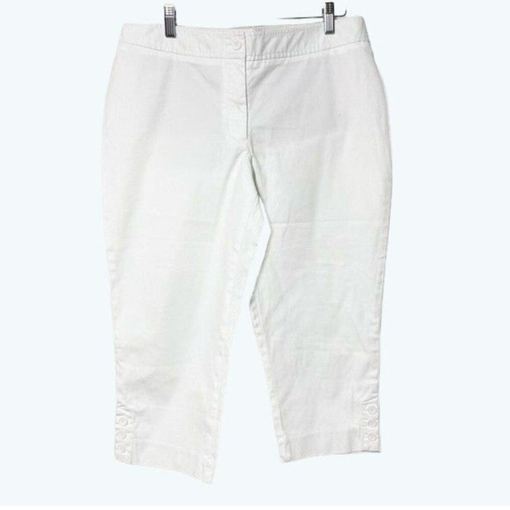 Talbots Perfect Skimmer White Cotton Spandex Pants Size 12 Petite